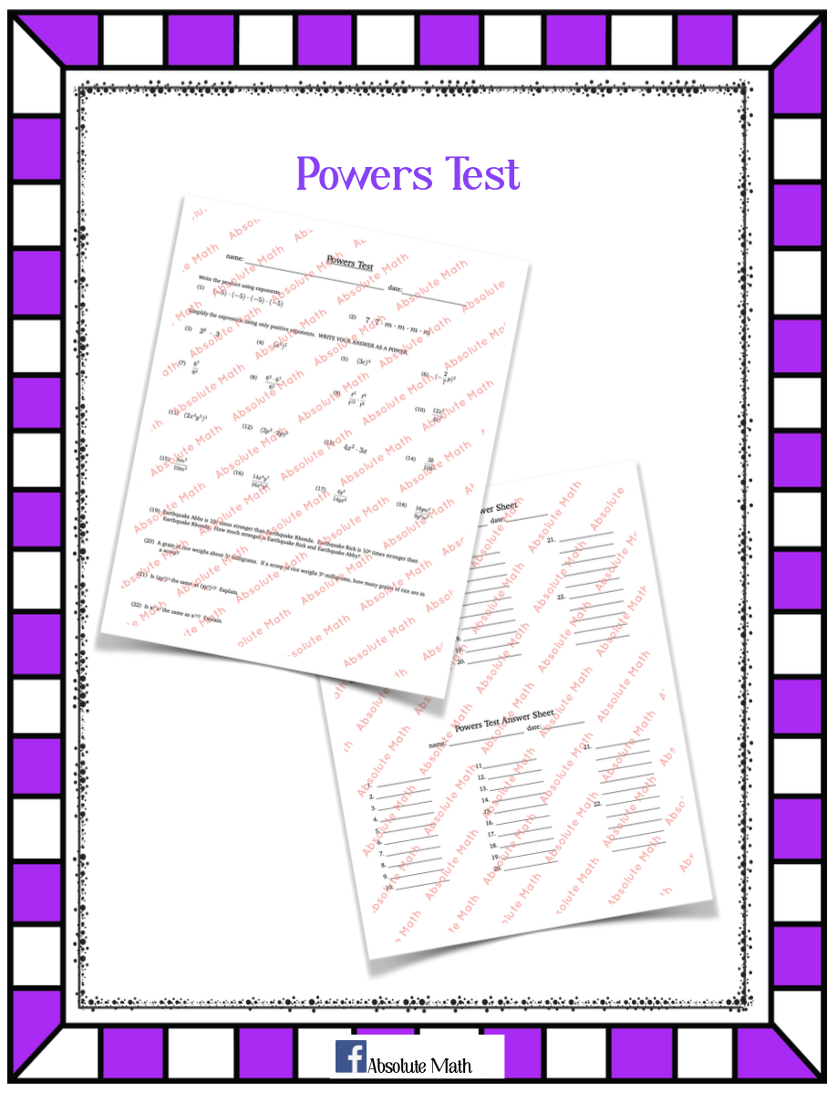 Powers Test Teaching Resources