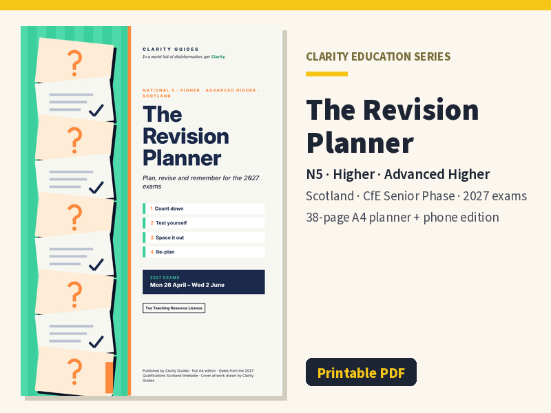 Revision Planner 2027: N5, Higher & Advanced Higher (Scotland) | Clarity Education series