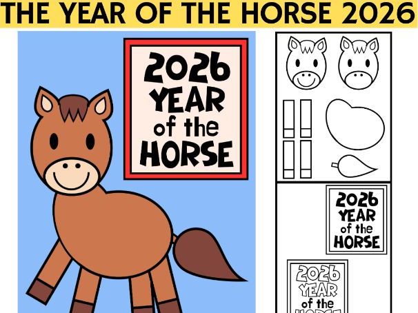 Lunar New Year 2026 Craft | Year of the Horse Zodiac Activity & Bulletin Board