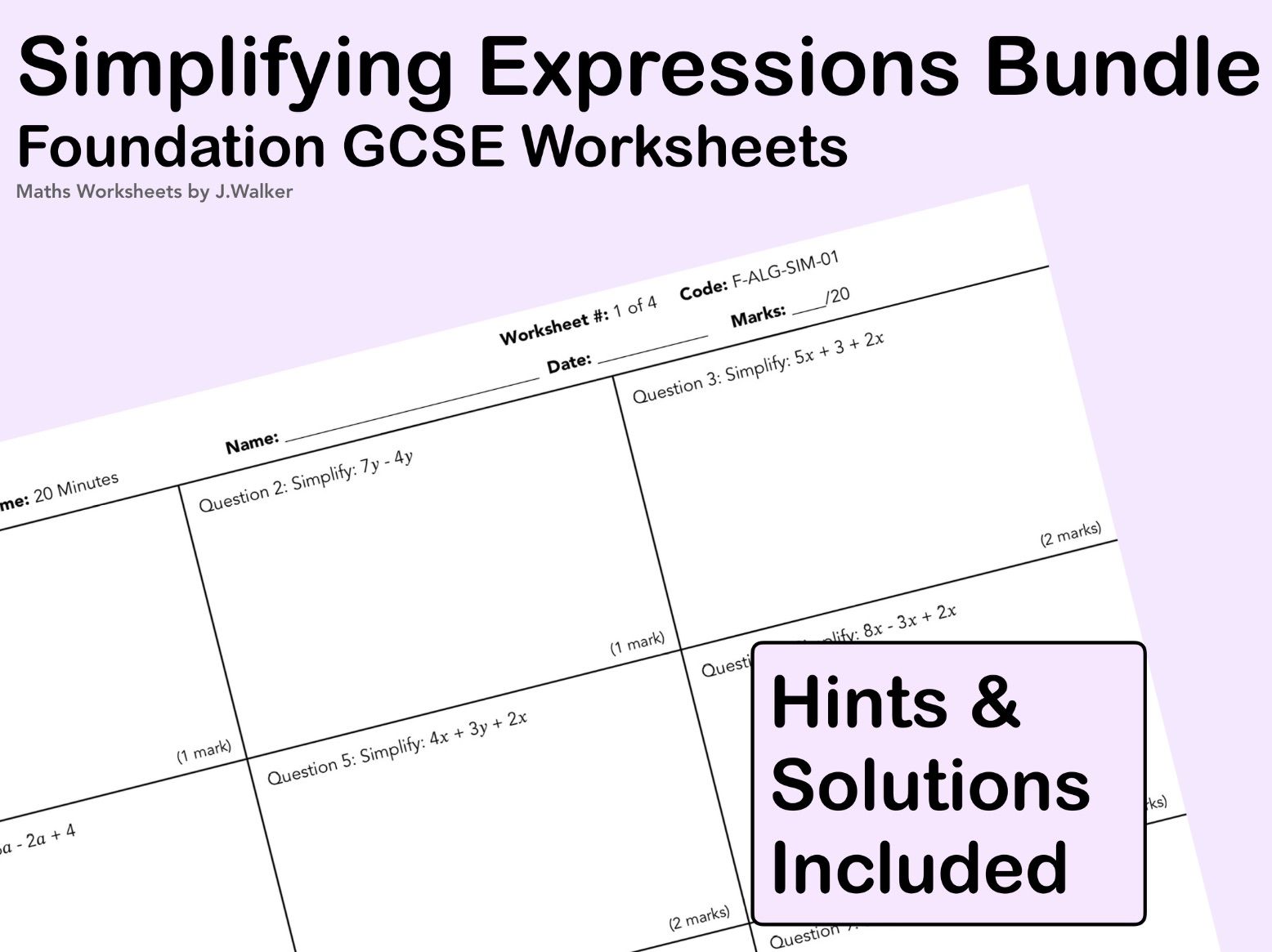 GCSE Maths: Simplifying Expressions Bundle - Foundation Tier