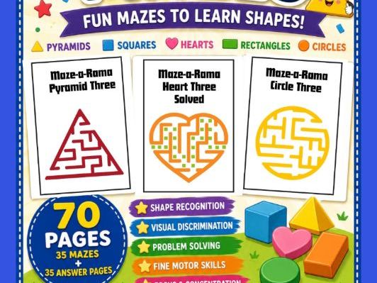 Shape Mazes Worksheets | 70 Printable Shape Recognition Activities for Preschool