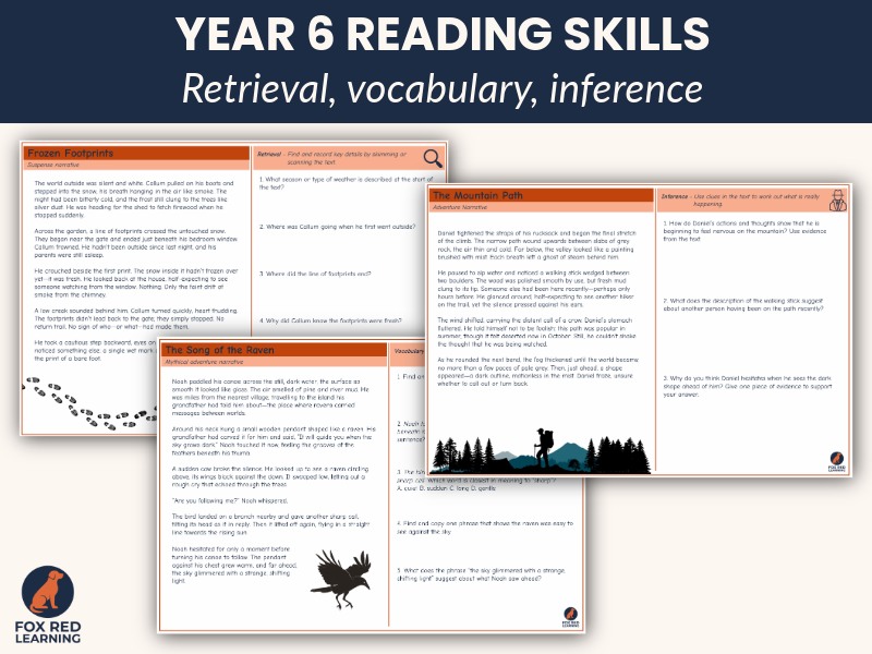 Year 6 Reading Skills Focus – Complete 20-Text Bundle (Retrieval, Vocabulary & Inference)