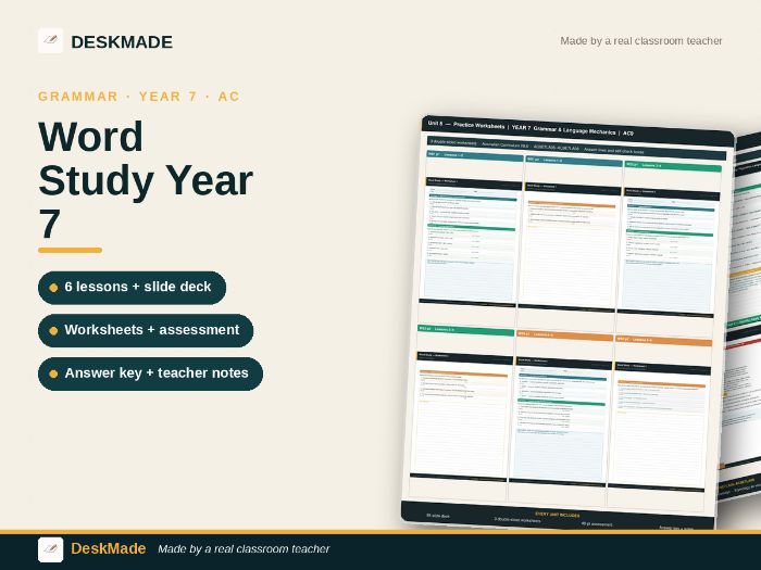 Year 7 Word Study Unit | Figurative Language Analysis & Etymology