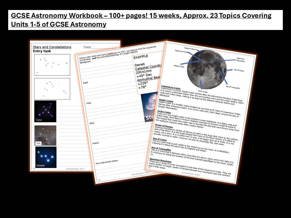 GCSE Astronomy Workbook - With lessons/activities/retrieval