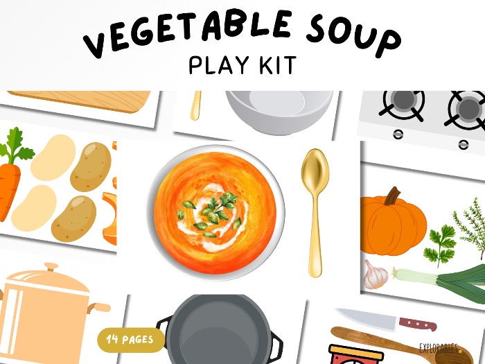 Soup Play Kit Printable Cooking Imaginary Play Role Play Winter Kitchen Printable For Kids Children