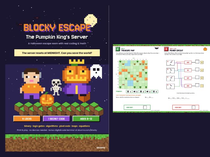 Halloween Escape Room: Coding & Maths – Blocky Game Theme (KS2)