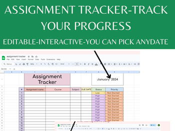 Editable Assignment Tracker Google Sheets | Student Planner for Teachers
