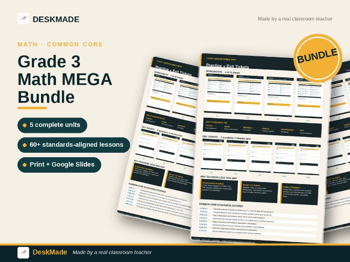 Grade 3 Math MEGA Bundle | 5 Units | CCSS 3.OA 3.NBT 3.NF 3.MD 3.G