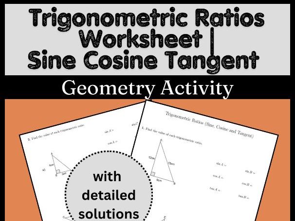 Trigonometric Ratios Worksheet | Sine Cosine Tangent | Geometry Activity