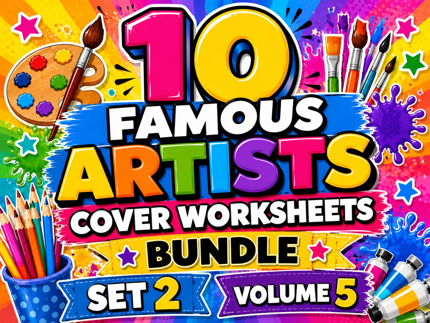 10 Famous Artists Cover Worksheets Bundle Set 2 Volume 5 | KS3 Art Cover Lessons & Homework