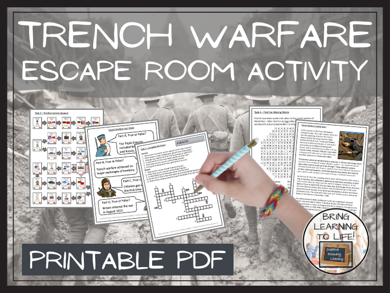 Trench Warfare in the First World War Escape Room Activity