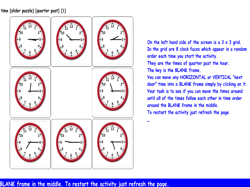 time [slider puzzle] [quarter past]