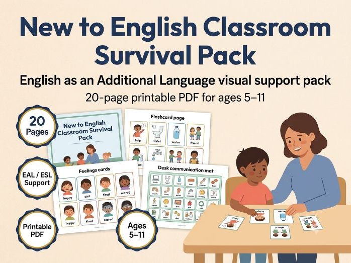 New to English Classroom Survival Pack | EAL/ESL | Ages 5–11