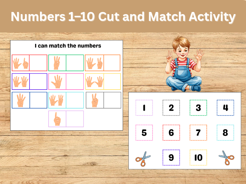 Numbers 1–10 Cut and Match Activity