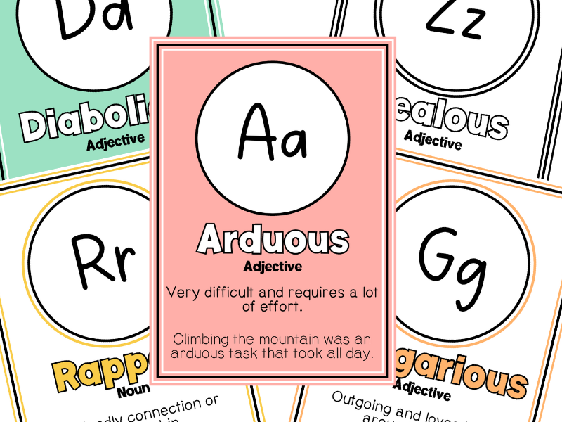 Alphabet Sophisticated Vocabulary Posters | Bubblegum Pop