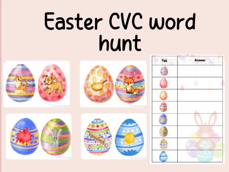 CVC word hunt- Easter theme- Continuous Provision