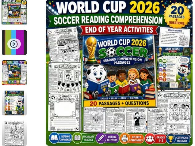 World Cup 2026 Soccer Reading Comprehension Passages | End of Year Activities