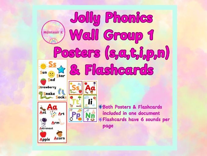 Jolly Phonics Group 1 Posters & Flashcards