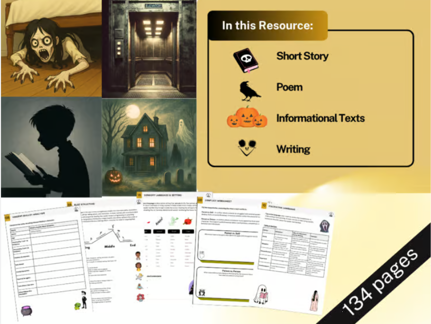 Halloween ELA Bundle - Games, Short Story, Creative Writing, Poetry, & More!