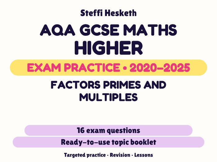 AQA GCSE Maths Higher: Factors primes and multiples Exam Questions | 2020-2025