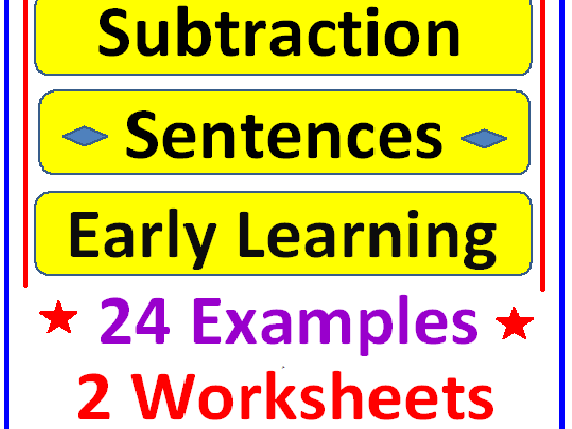 Subtraction Sentences Early Learning (24 Examples PLUS) | Teaching ...
