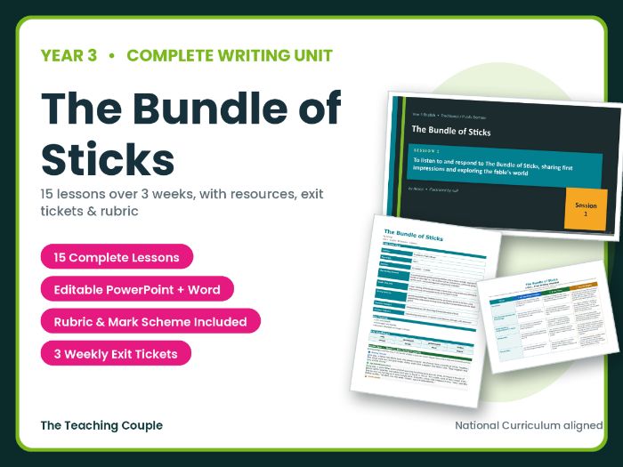The Bundle of Sticks | Year 3 English Unit | 15 Complete Lessons + Resources