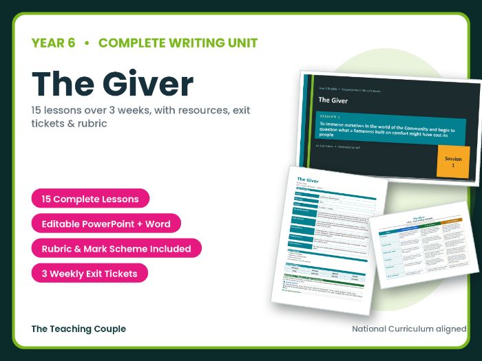 The Giver | Year 6 English Unit | 15 Complete Lessons + Resources + Mark Scheme