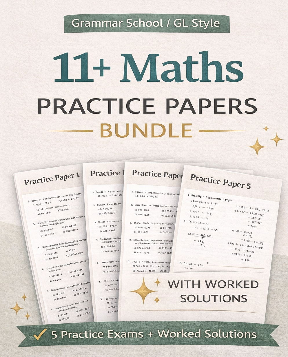 11+ Maths Bundle – 5 Grammar School Practice Papers GL Style)