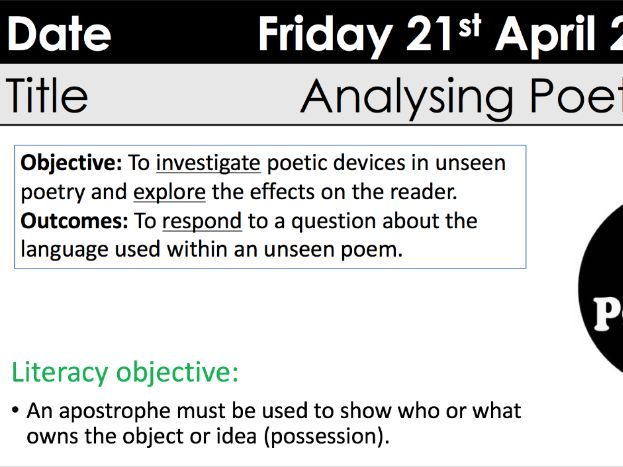 GCSE Eduqas WJEC Unseen Poetry lesson KS3/KS4 Autumn Alan Bold