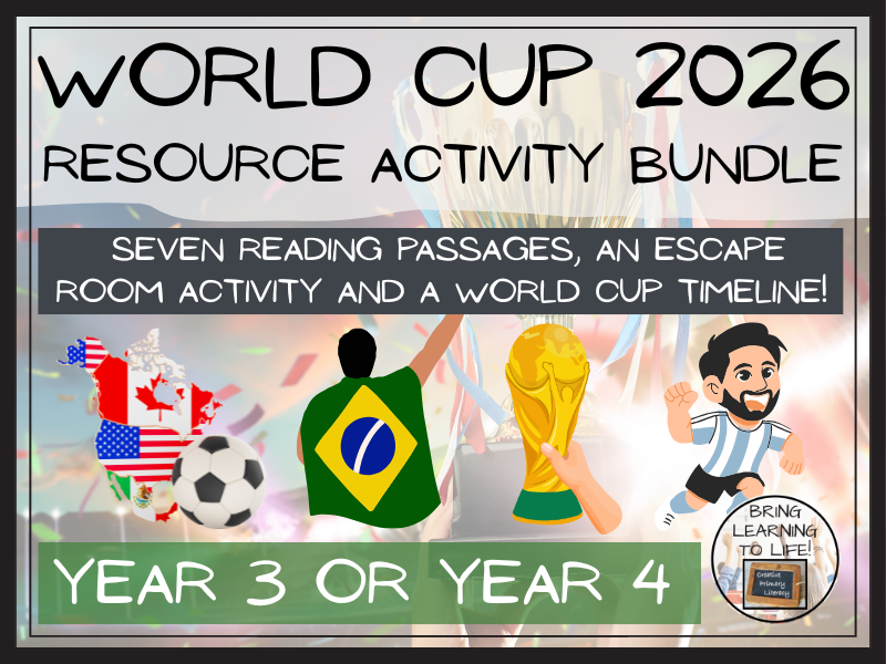 World Cup 2026 Reading, Escape Room & Timeline Bundle | Year 3 or Year 4