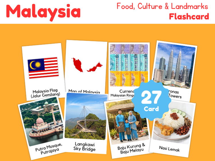 Malaysia Geography Flashcards | 27 Printable Country Study Cards