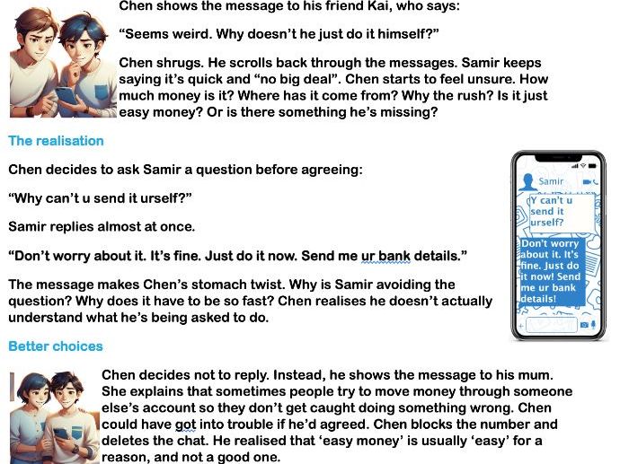 Money mule story and comprehension UKS2