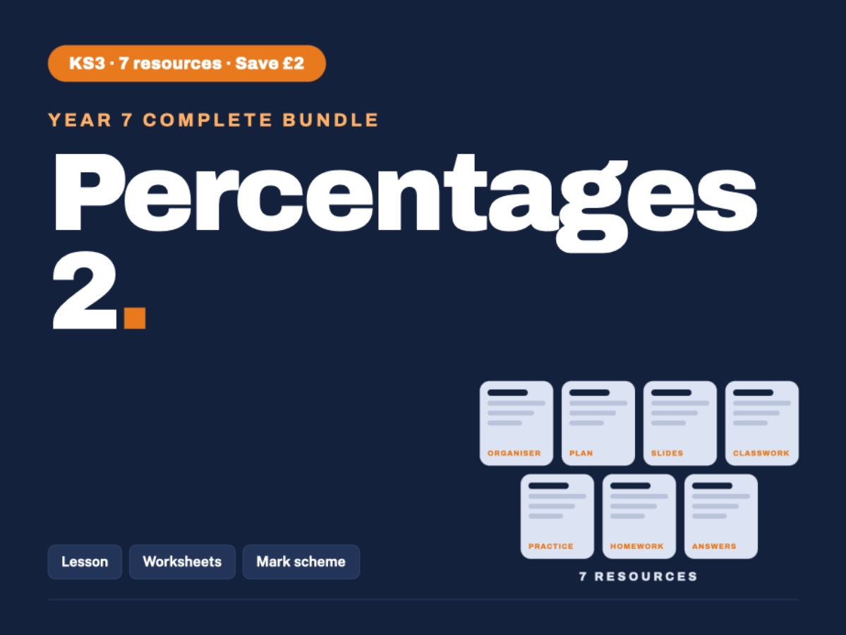 Year 7 Maths | Percentages 2 | Bundle