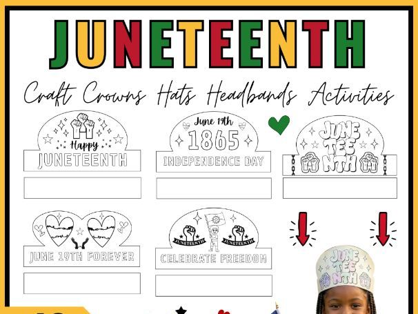 Juneteenth Day Craft Crowns Hats Headbands Coloring Activities