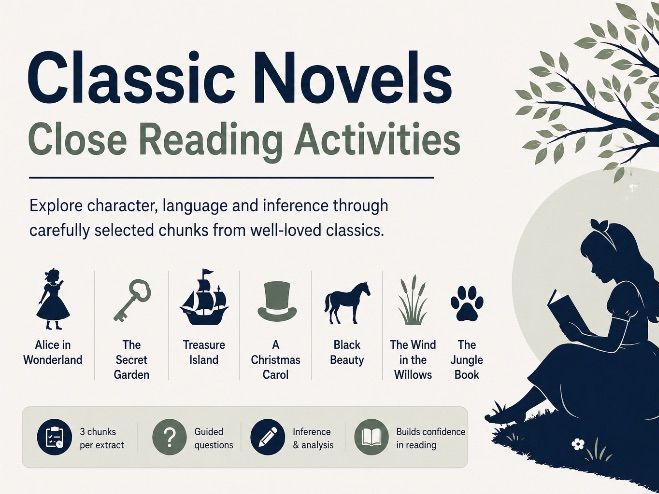 Classic Novels Comprehension Reading Tasks