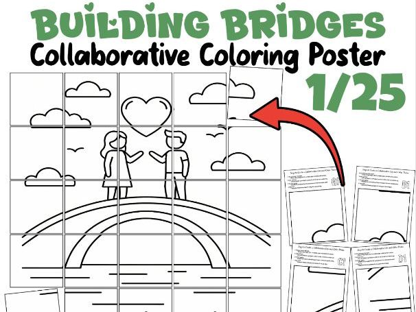 Building Bridges Collaborative Coloring Poster – Reconnection Day Kindness Activity