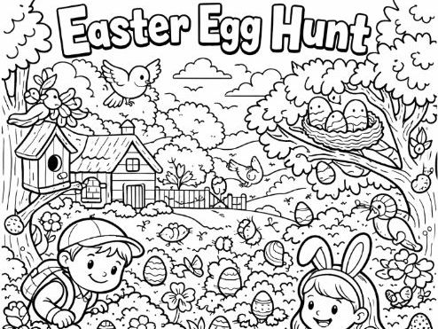 Bundle of 10 Easter Egg Hunt in different locations Coloring Sheets
