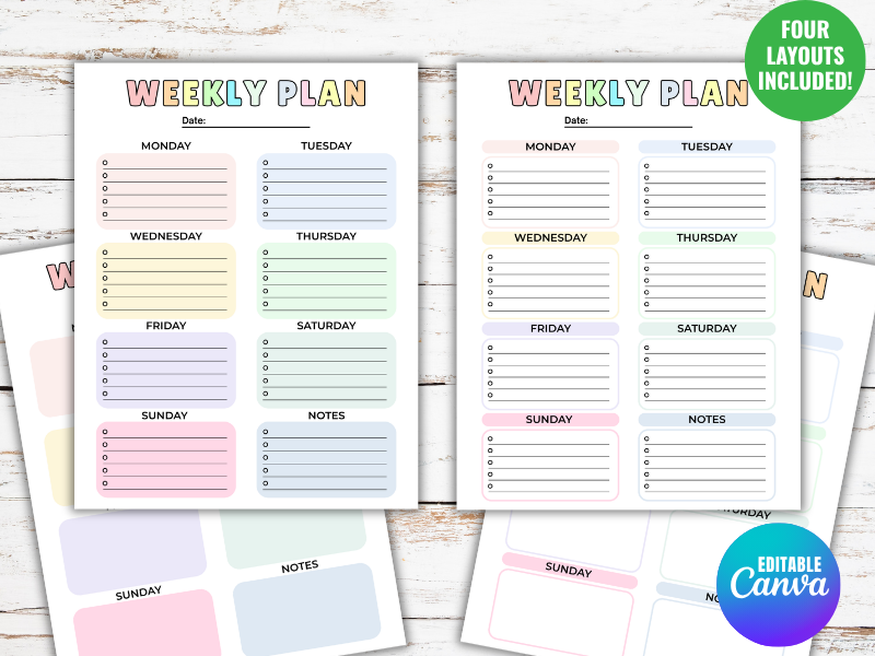 Editable Weekly Planner Schedule for Teacher | Weekly To Do List Template
