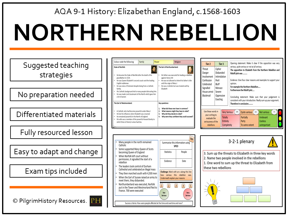 AQA GCSE Elizabethan England: The Northern Rebellion and Ridolfi Plots – Catholic Threats