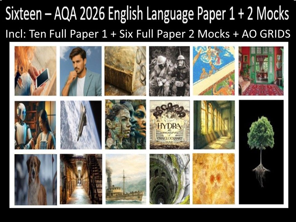 Sixteen AQA 2026 English Language Paper 1 + 2 Mocks | AO GRIDS