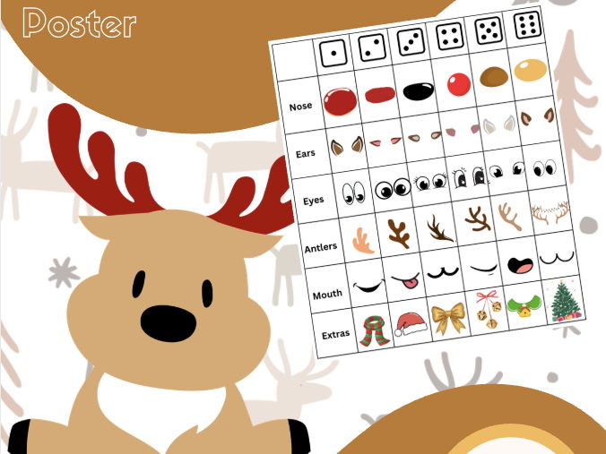 FREEBIE! Roll a Reindeer | Christmas Dice Game Poster | Early Years