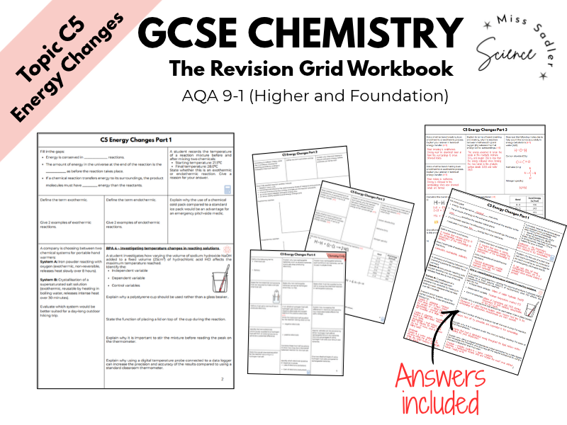 AQA GCSE Chemistry: Energy Changes (Topic C5) Complete Revision Grid Workbook