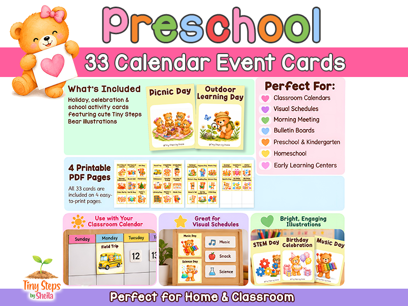 EYFS Calendar Event Cards | 33 Preschool Classroom Calendar & Special Event Cards