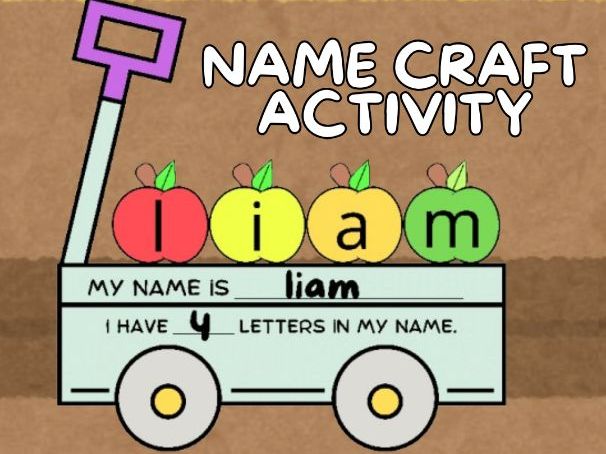 Fall Apple Wagon Name Craft, Name Recognition, Autumn September Bulletin Board