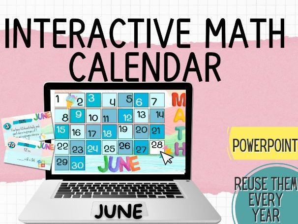 June Interactive Maths Calendar| Daily Maths Challenges | PowerPoint (KS2)