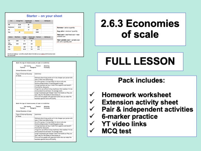 2.6.3 Economies of Scale - GCSE Economics OCR