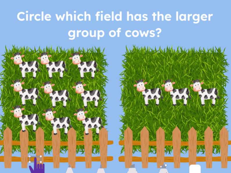 Seesaw Activity - Farmyard Maths (more/less - small/large groups)