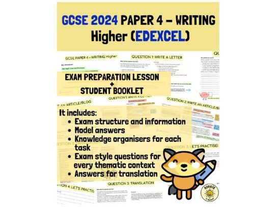 Spanish New GCSE 2024 Edexcel Writing Higher lesson and student booklet Pearson