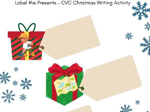 Label the Presents – CVC words Christmas Writing Activity
