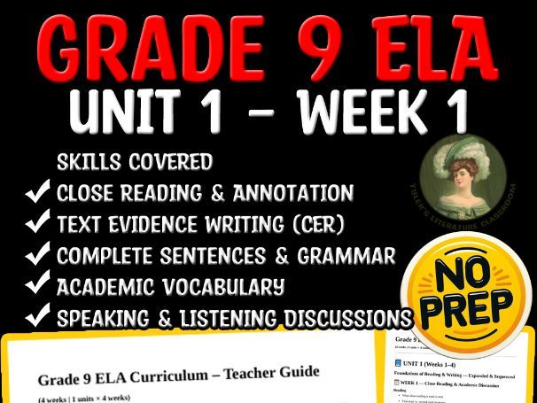 Grade 9 ELA Unit 1 Week 1 | Close Reading & Writing with Text Evidence